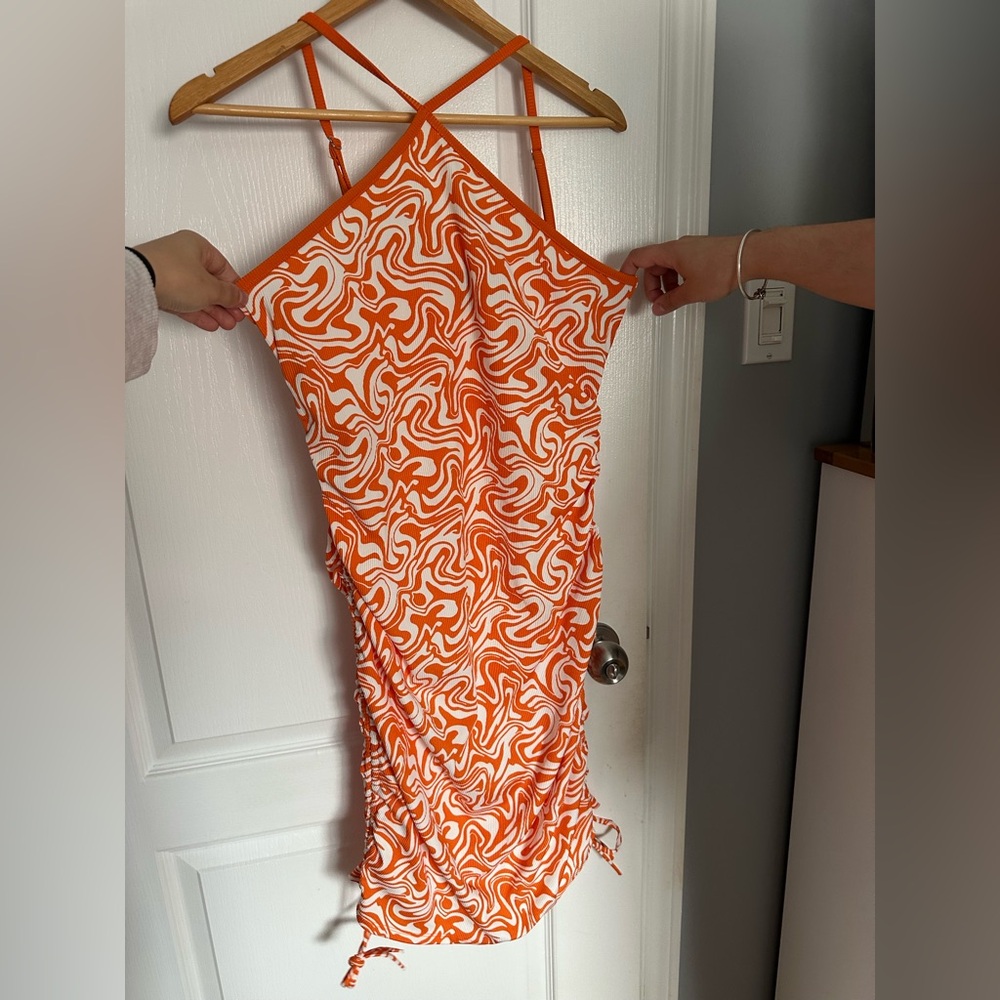 Forever 21 Orange and White Swirl Dress